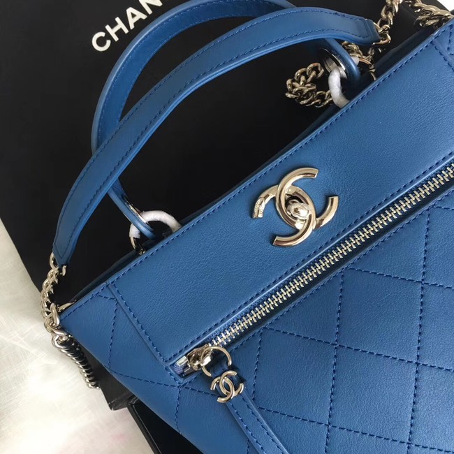 Chanel Calfskin & silver-Tone Metal S0577 blue