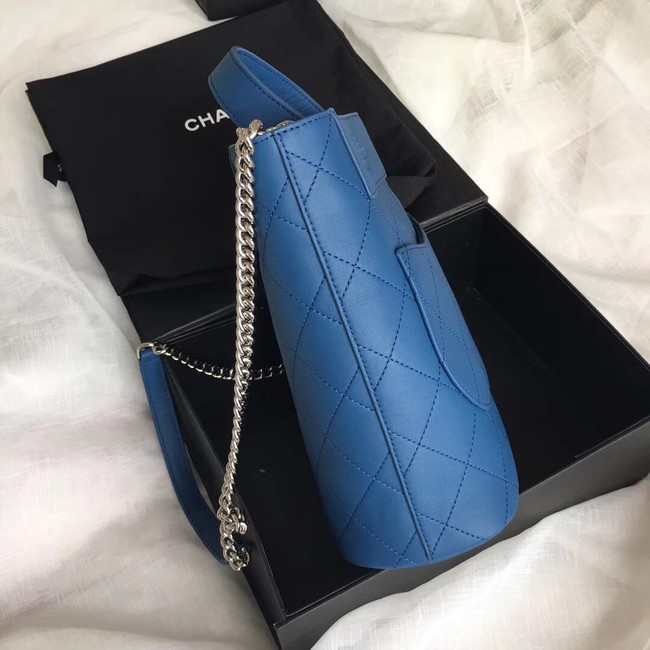 Chanel Calfskin & silver-Tone Metal S0577 blue