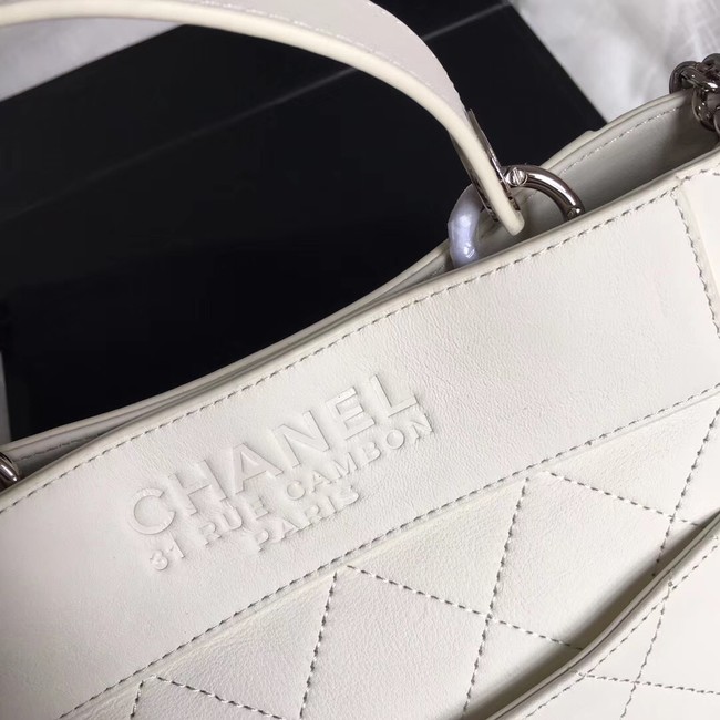 Chanel Calfskin & silver-Tone Metal S0577 white