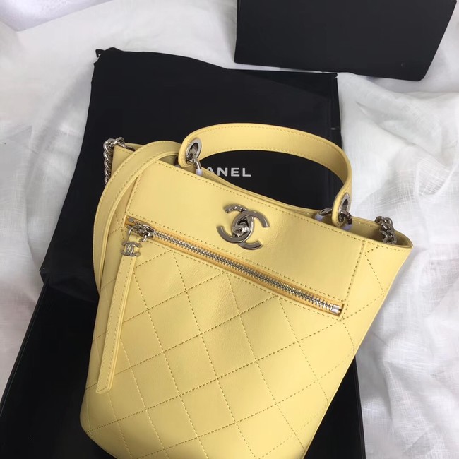 Chanel Calfskin & silver-Tone Metal S0577 yellow