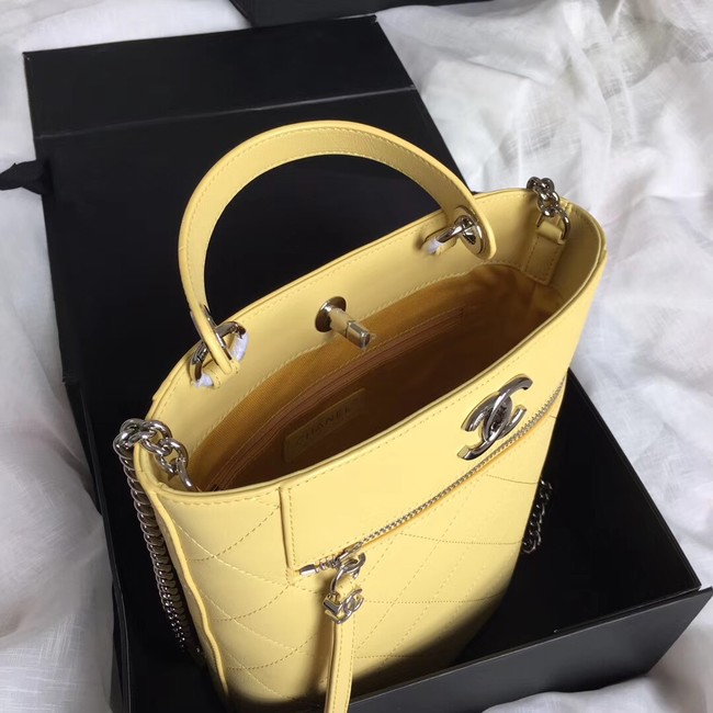 Chanel Calfskin & silver-Tone Metal S0577 yellow