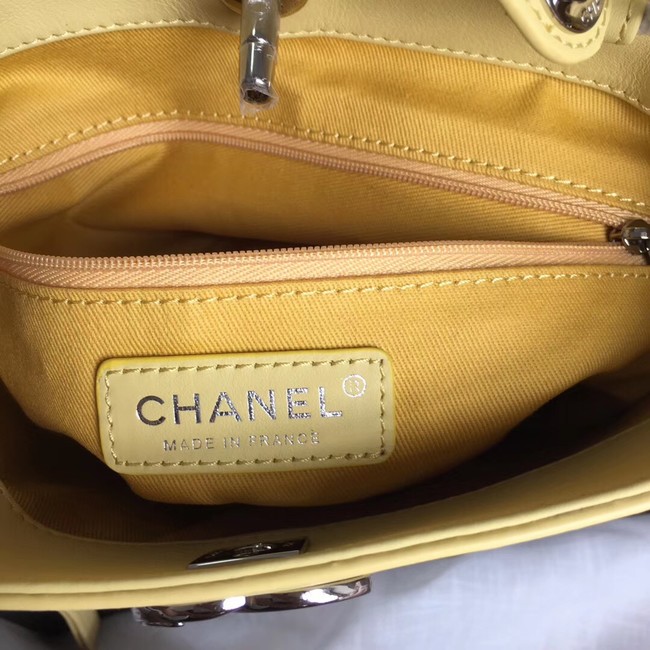 Chanel Calfskin & silver-Tone Metal S0577 yellow