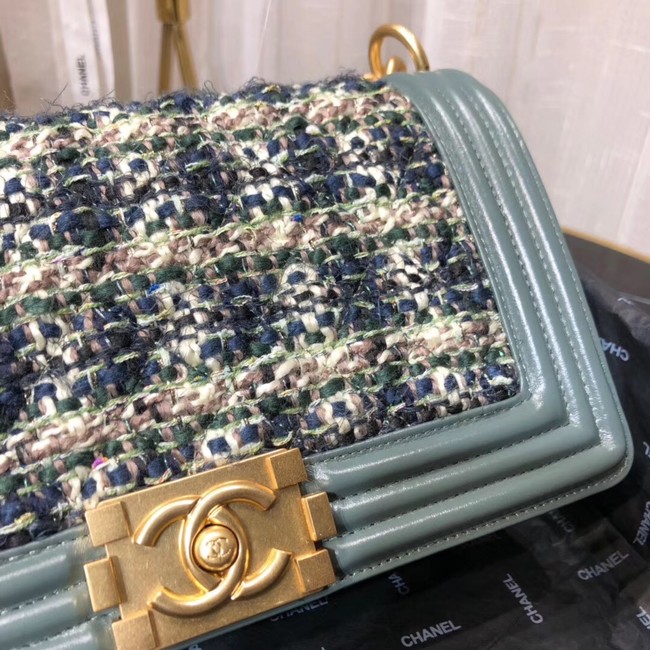Chanel Leboy Original Calfskin leather Shoulder Bag F67086 green & gold -Tone Metal