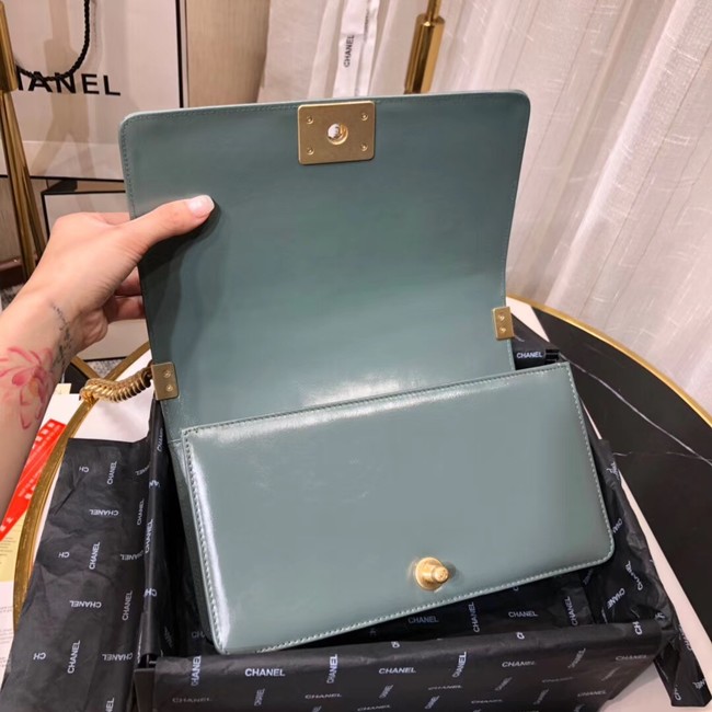 Chanel Leboy Original Calfskin leather Shoulder Bag F67086 green & gold -Tone Metal
