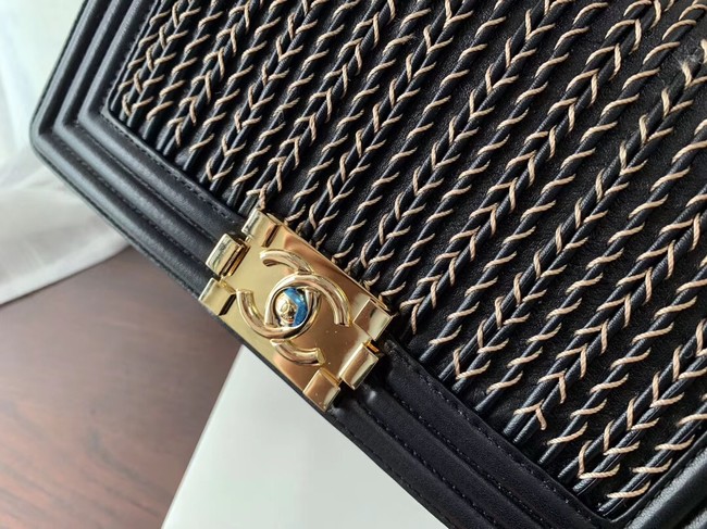 Chanel Leboy Original Calfskin leather Shoulder Bag F67086 black & gold -Tone Metal