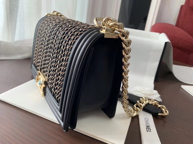 Chanel Leboy Original Calfskin leather Shoulder Bag F67086 black & gold -Tone Metal