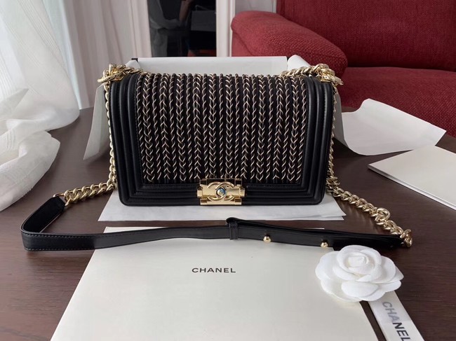 Chanel Leboy Original Calfskin leather Shoulder Bag F67086 black & gold -Tone Metal