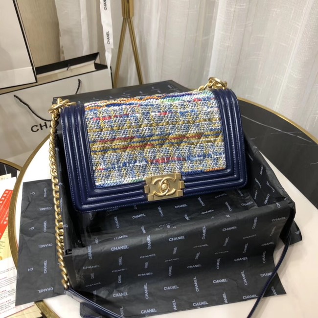 Chanel Leboy Original Calfskin leather Shoulder Bag G67086 blue & gold -Tone Metal