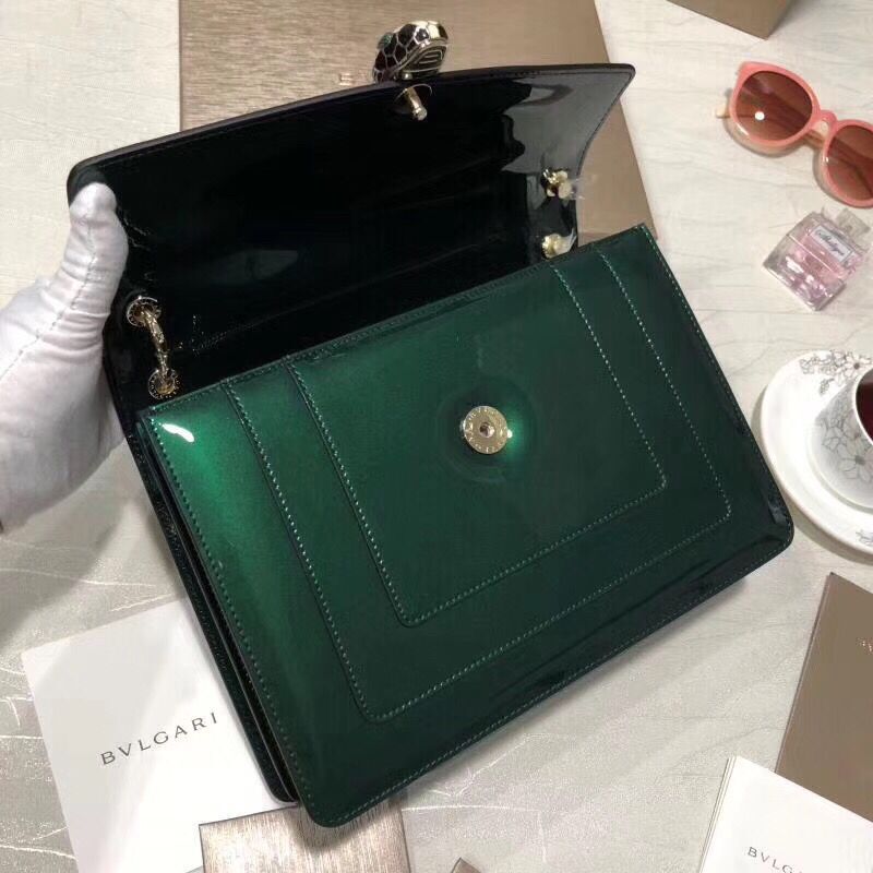 BVLGARI Serpenti Forever leather shoulder bag 35108 Green