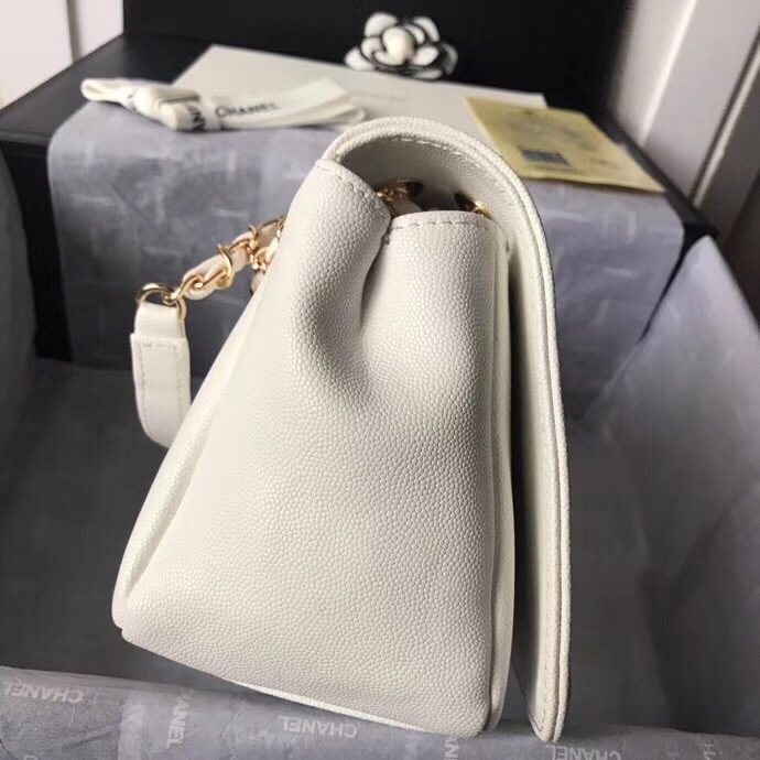 Chanel Calfskin & gold-Tone Metal AS0100 white