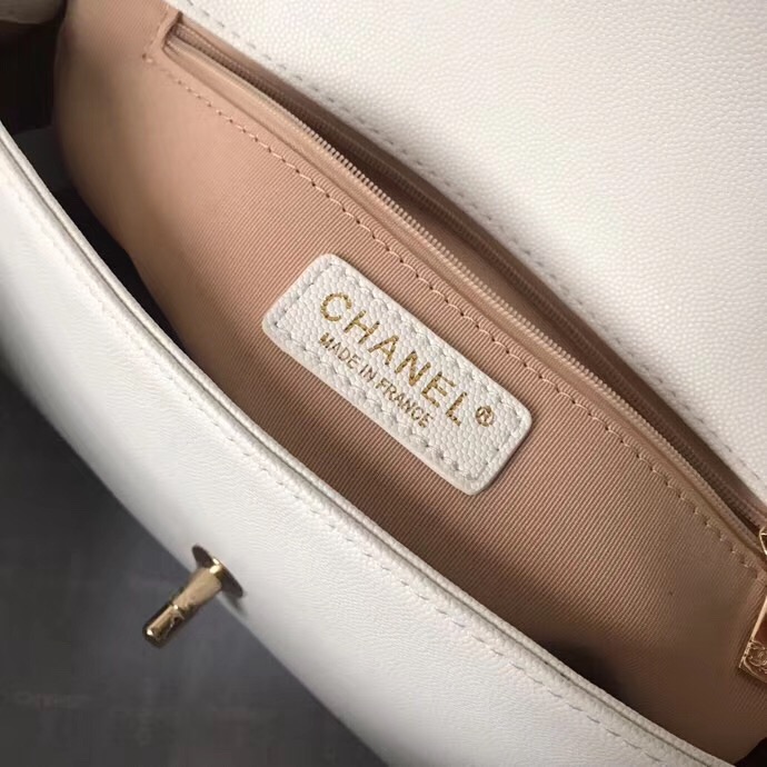 Chanel Calfskin & gold-Tone Metal AS0100 white