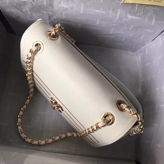 Chanel Calfskin & gold-Tone Metal AS0100 white