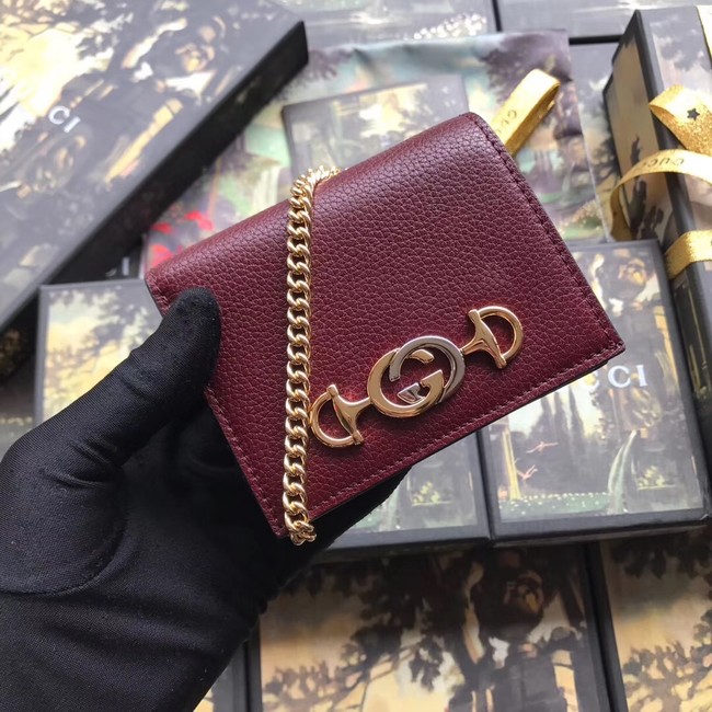 Gucci Zumi Card Holder 570660 Bordeaux