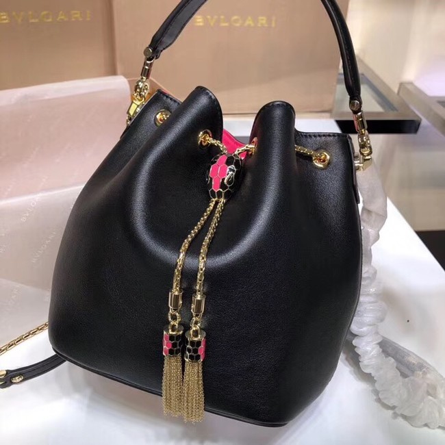 BVLGARI Serpenti Forever leather flap bag B287614 black