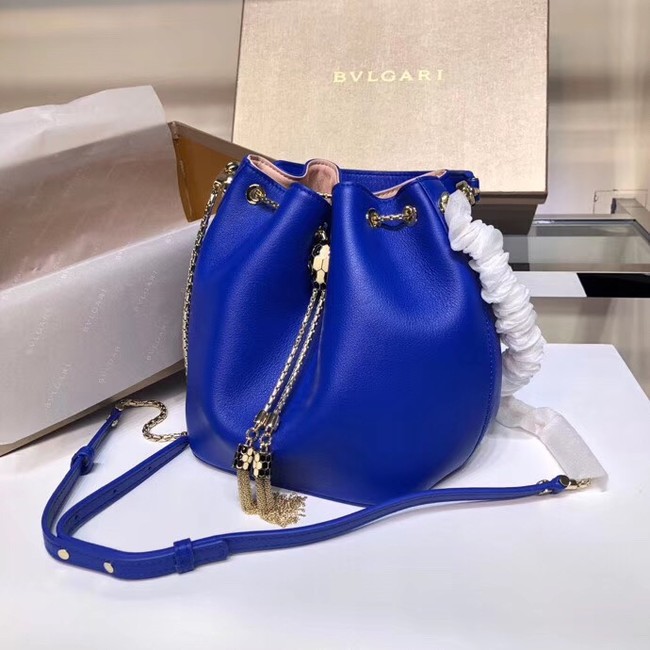 BVLGARI Serpenti Forever leather flap bag B287614 blue