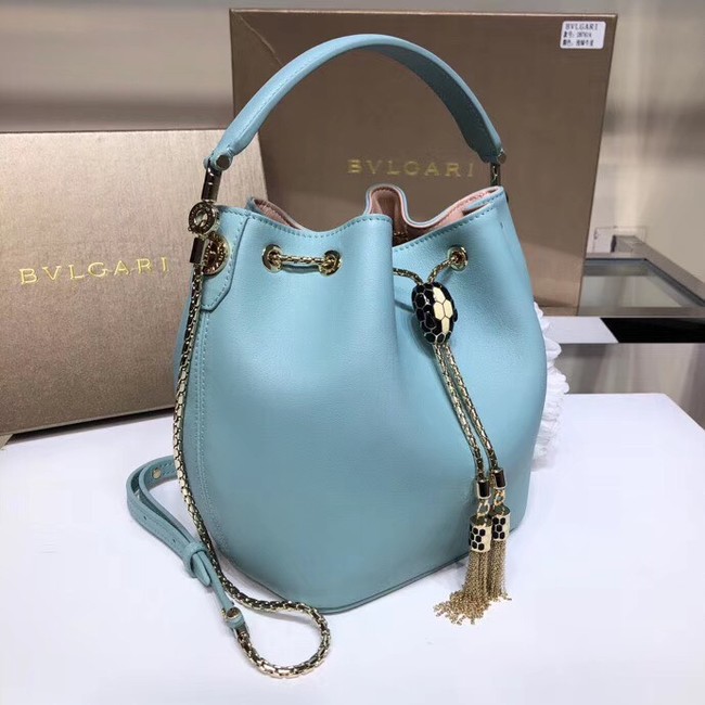 BVLGARI Serpenti Forever leather flap bag B287614 sky blue