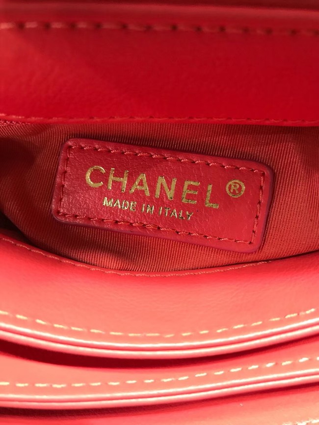 Chanel Sheepskin & gold-Tone Metal small Tote Bag AS0625 red