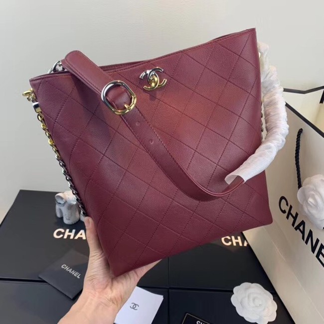 Chanel hobo handbag AS0414 Burgundy