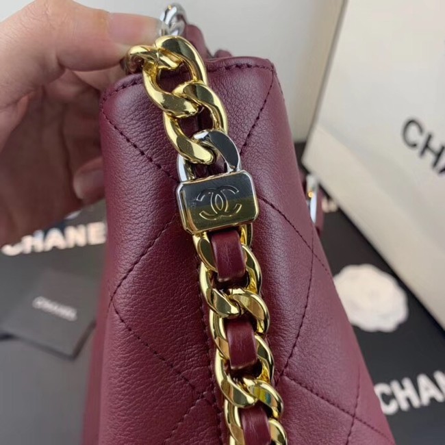 Chanel hobo handbag AS0414 Burgundy