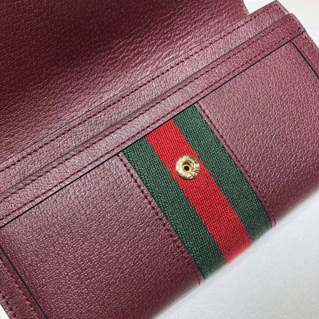 Gucci Ophidia leather wallet 523153 Wine