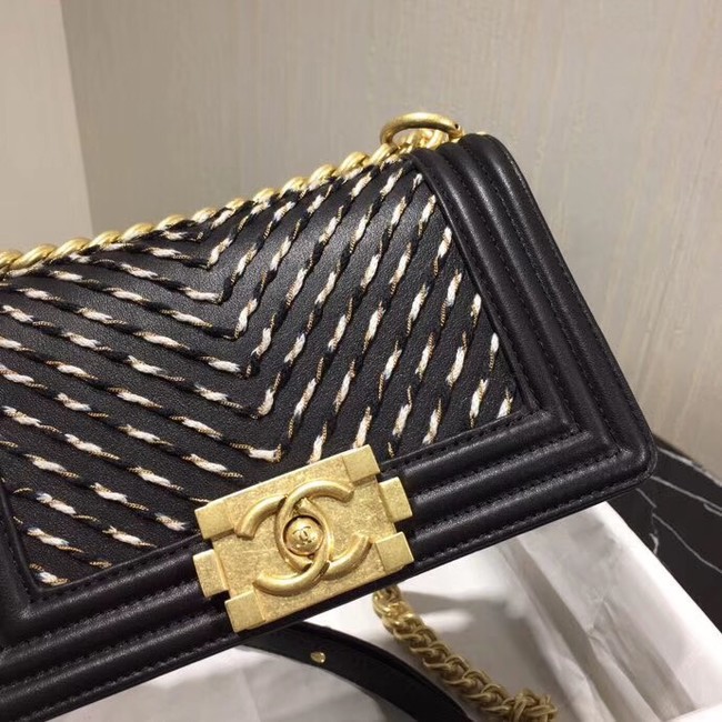 Chanel Leboy Original Calfskin leather Shoulder Bag G67085 black & gold -Tone Metal