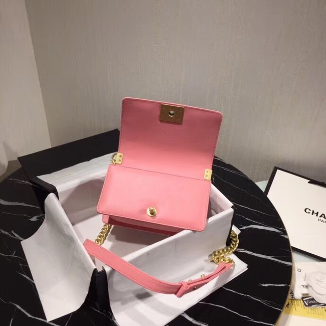 Chanel Leboy Original Calfskin leather Shoulder Bag G67085 pink & gold -Tone Metal