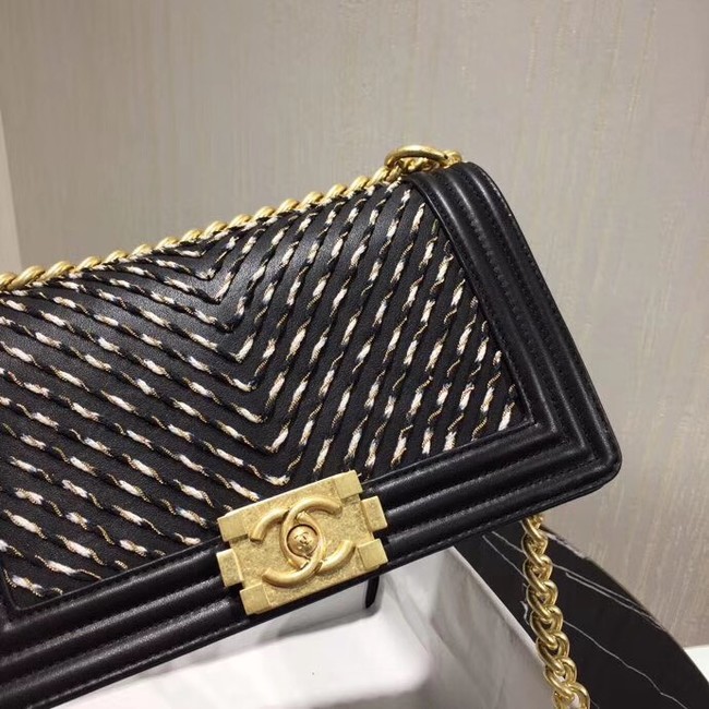 Chanel Leboy Original Calfskin leather Shoulder Bag G67086 black & gold -Tone Metal