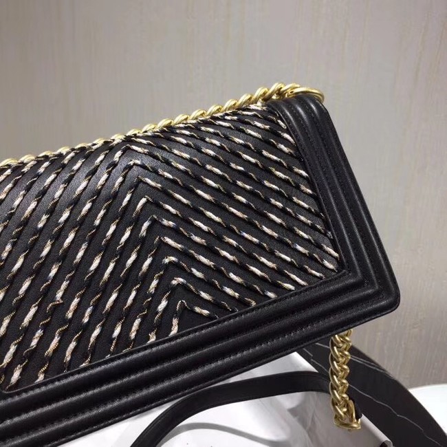 Chanel Leboy Original Calfskin leather Shoulder Bag G67086 black & gold -Tone Metal
