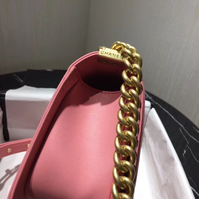 Chanel Leboy Original Calfskin leather Shoulder Bag G67086 pink & gold -Tone Metal