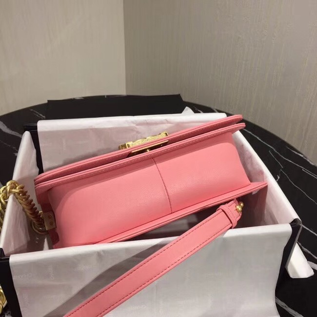 Chanel Leboy Original Calfskin leather Shoulder Bag G67086 pink & gold -Tone Metal