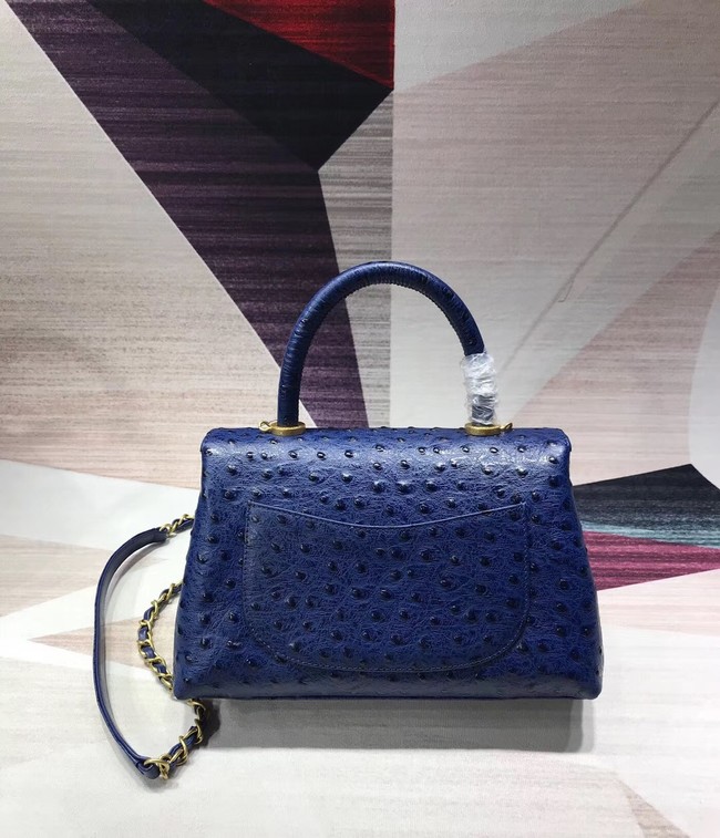 Chanel flap bag with top handle B93737 blue