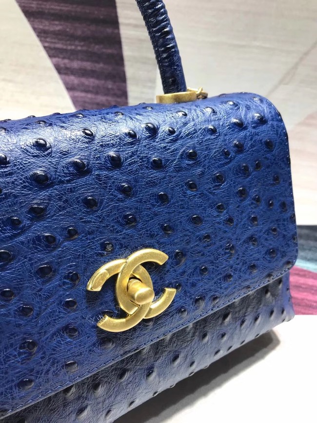 Chanel flap bag with top handle B93737 blue