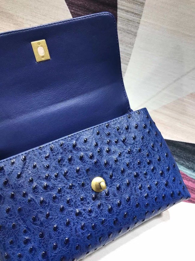 Chanel flap bag with top handle B93737 blue