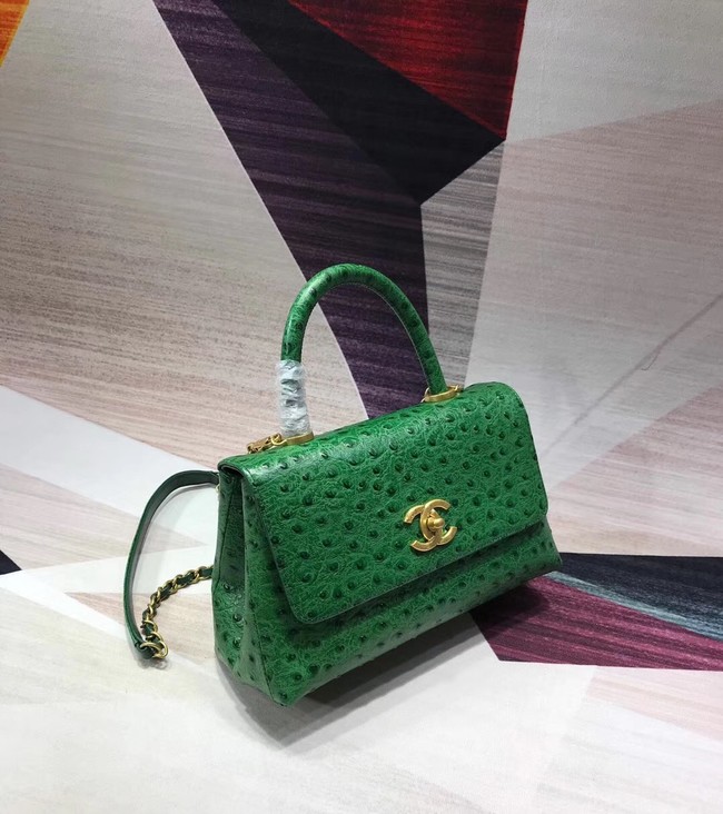 Chanel flap bag with top handle B93737 green