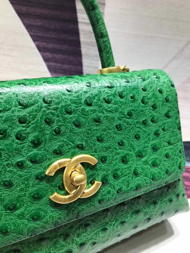 Chanel flap bag with top handle B93737 green