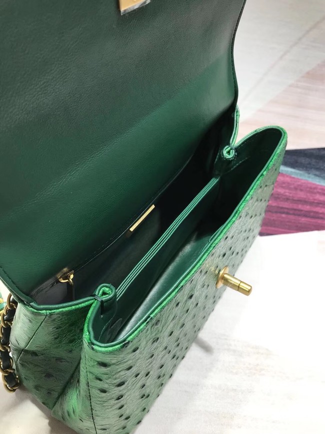 Chanel flap bag with top handle B93737 green