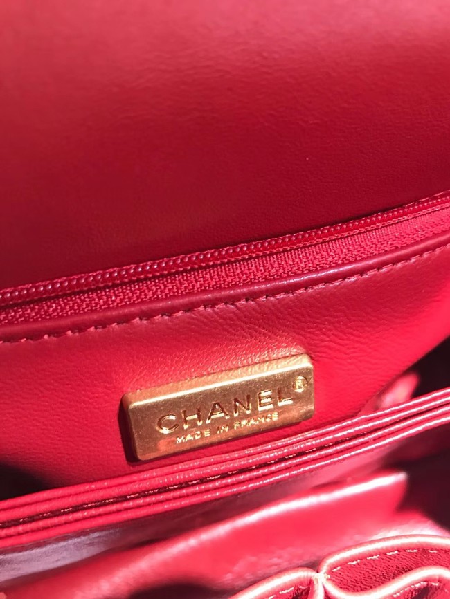 Chanel flap bag with top handle B93737 red