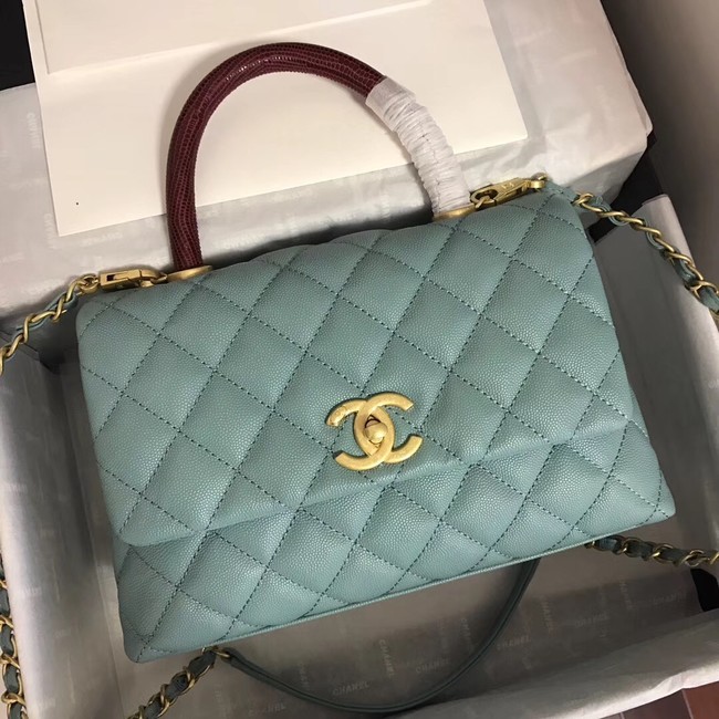 Chanel Small Flap Bag with Top Handle A92991 green