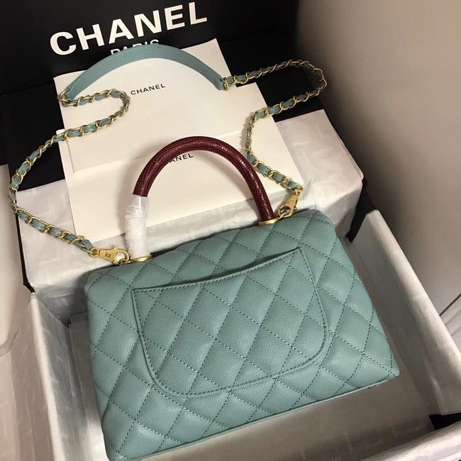 Chanel Small Flap Bag with Top Handle A92991 green