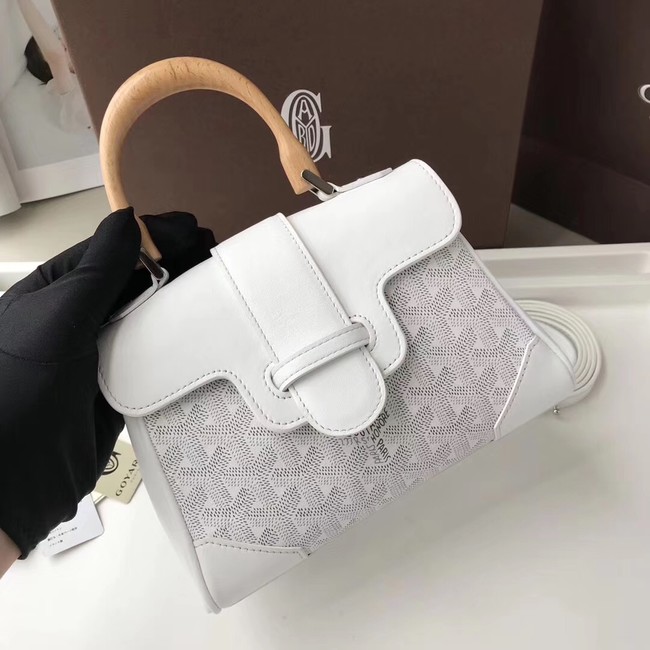 Goyard Calfskin Leather Mini Tote Bag 9955 white