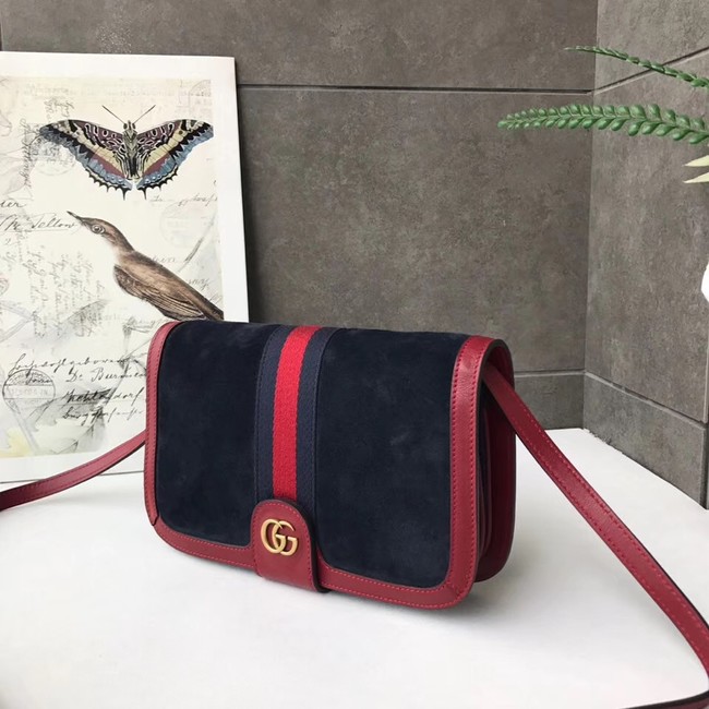 Gucci Ophidia GG Supreme small suede shoulder bag 548304 Dark blue