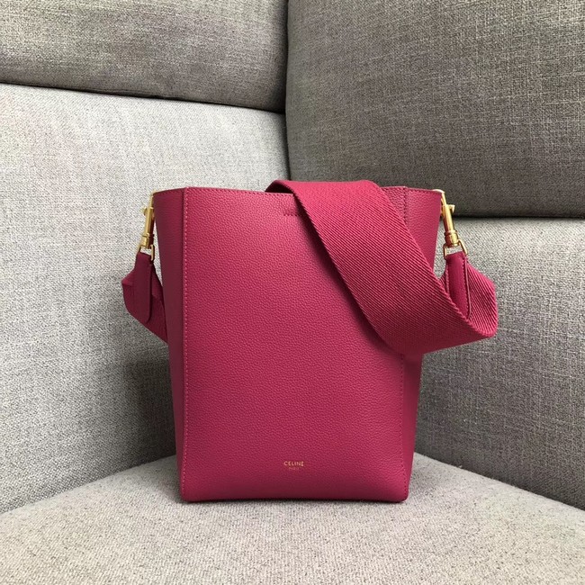 CELINE SANGLE SMALL BUCKET BAG IN SOFT GRAINED CALFSKIN 189303 ROSE