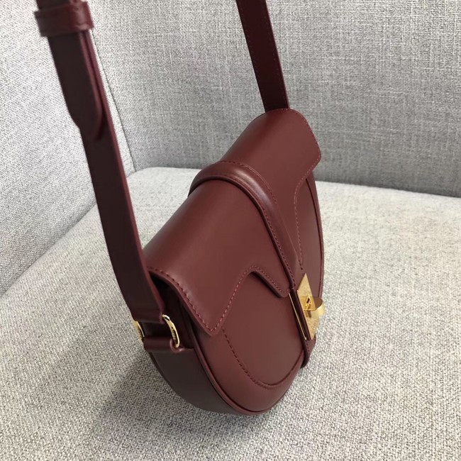 CELINE SMALL BESACE 16 BAG IN SATINATED CALFSKIN CROSS BODY 188013 BURGUNDY