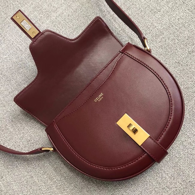 CELINE SMALL BESACE 16 BAG IN SATINATED CALFSKIN CROSS BODY 188013 BURGUNDY