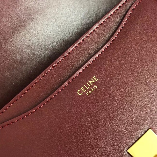 CELINE SMALL BESACE 16 BAG IN SATINATED CALFSKIN CROSS BODY 188013 BURGUNDY