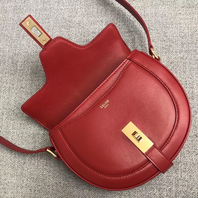 CELINE SMALL BESACE 16 BAG IN SATINATED CALFSKIN CROSS BODY 188013 RED