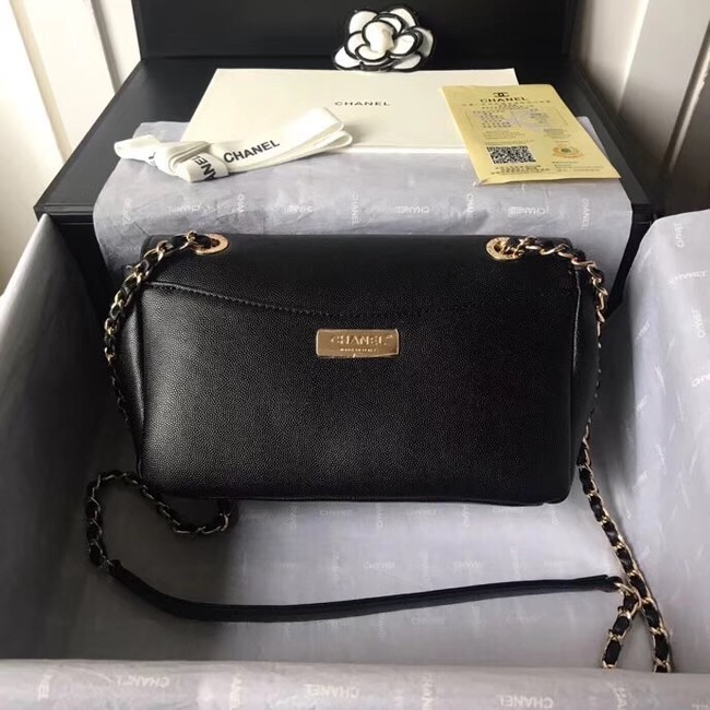 Chanel Calfskin & gold-Tone Metal AS0100 black