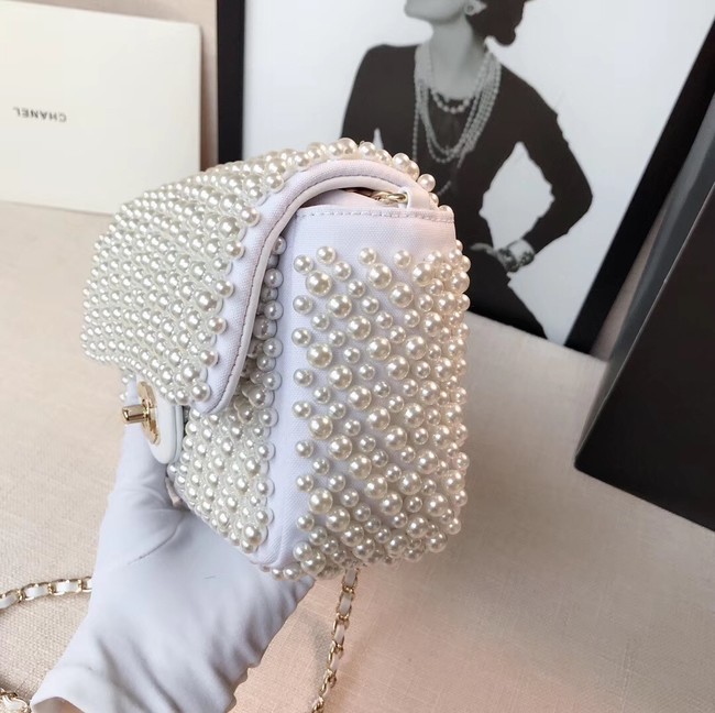 Chanel flap bag pearl bag A1116 White