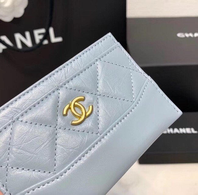 Chanel classic card holder Calfskin & Gold-Tone Metal A31510 light blue