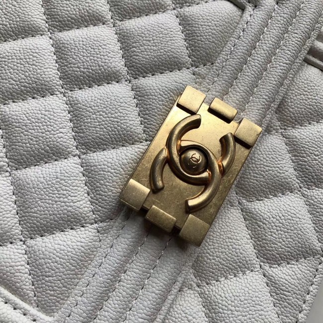 Boy chanel handbag Grained Calfskin & Gold-Tone Metal AS0130 white